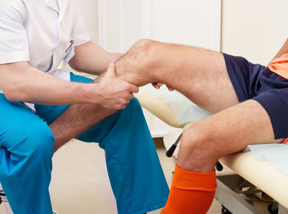 examination of an injured joint by a physician